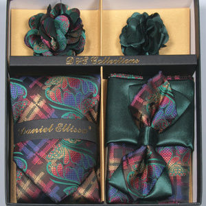 6 Piece Red Yellow Green Necktie & Bow Tie Set